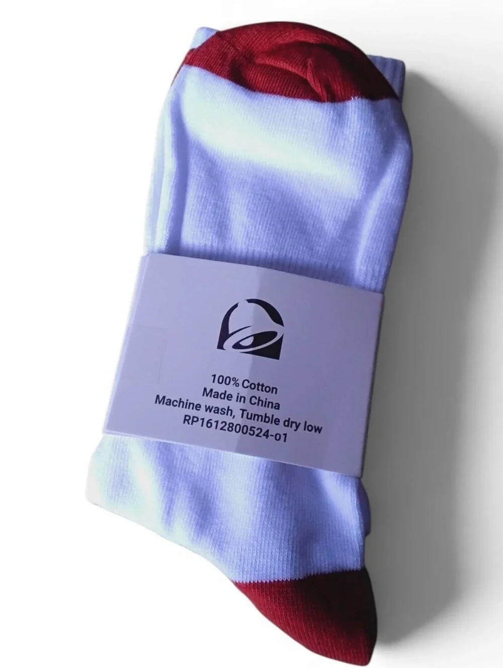 NWT - Taco Bell White Red Crew Socks 100% Cotton